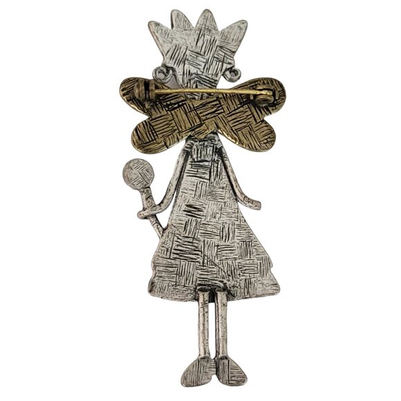 Silver Tone Blue Pearl Enamel Queen Princess Fairy Pin Brooch, K500 - Picture 3 of 7